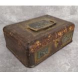 A 19th century French leather jewellery box inset with Neo Classical putti riding on a lion