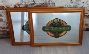 Advertising - a pair of framed Burton Wood Brewery mirrors, framed