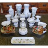 Decorative Ceramics & Glass- Wedgwood Angela pattern vases, miniature fruit basket, campana urn