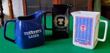 Tennent's Lager advertising water jugs by Wade. Excellent Condition.