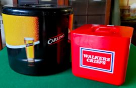 Home Bar Accessories - a mint condition Walkers Crisps advertisement bar top ice bucket ; another