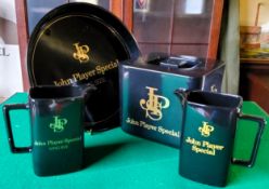 John Player Special - an ice bucket, two ceramic whisky water jugs and a circular serving tray (4)