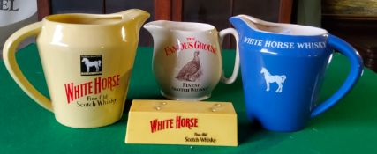 Whisky - Two White Horse scotch whisky water jugs by Wade; a Famous Grouse 'Finest Scotch Whisky',