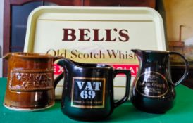 Whisky related advertising including Bell's old scotch whisky servinf tray; VAT 69 Finest Scotch;