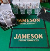 Irish Bar Accessories - Jamesons Irish whiskey set of six weighted glasses; four tumblers, boxed and