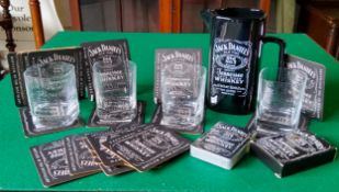 Jack Daniel's Old No.7 Brand quality Tennesse sour mash water jug; branded tumblers, coaster, etc