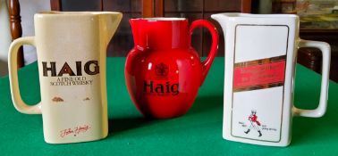 Whisky - a Johnnie Walker Red Label water jug by Seton Pottery; HAIG by Seton Pottery and Haigh