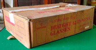 Guinness new old stock trade carton of twenty four Guinness draught pint glasses in original