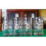 Home Bar Accessories - Four very large Hofmeister 'George's Glass' glass steins.