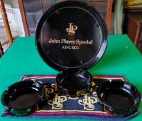 John Player Special related breweriana including a serving tray, three glass ashtrays and a