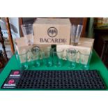 Bacardi related glasses and bar top drip mats. Excellent Condition.