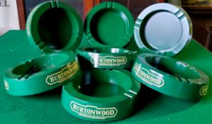 Seven Burtonwood Brewery 'Beers of Quality' slogan advertisement ashtrays. Excellent Condition.