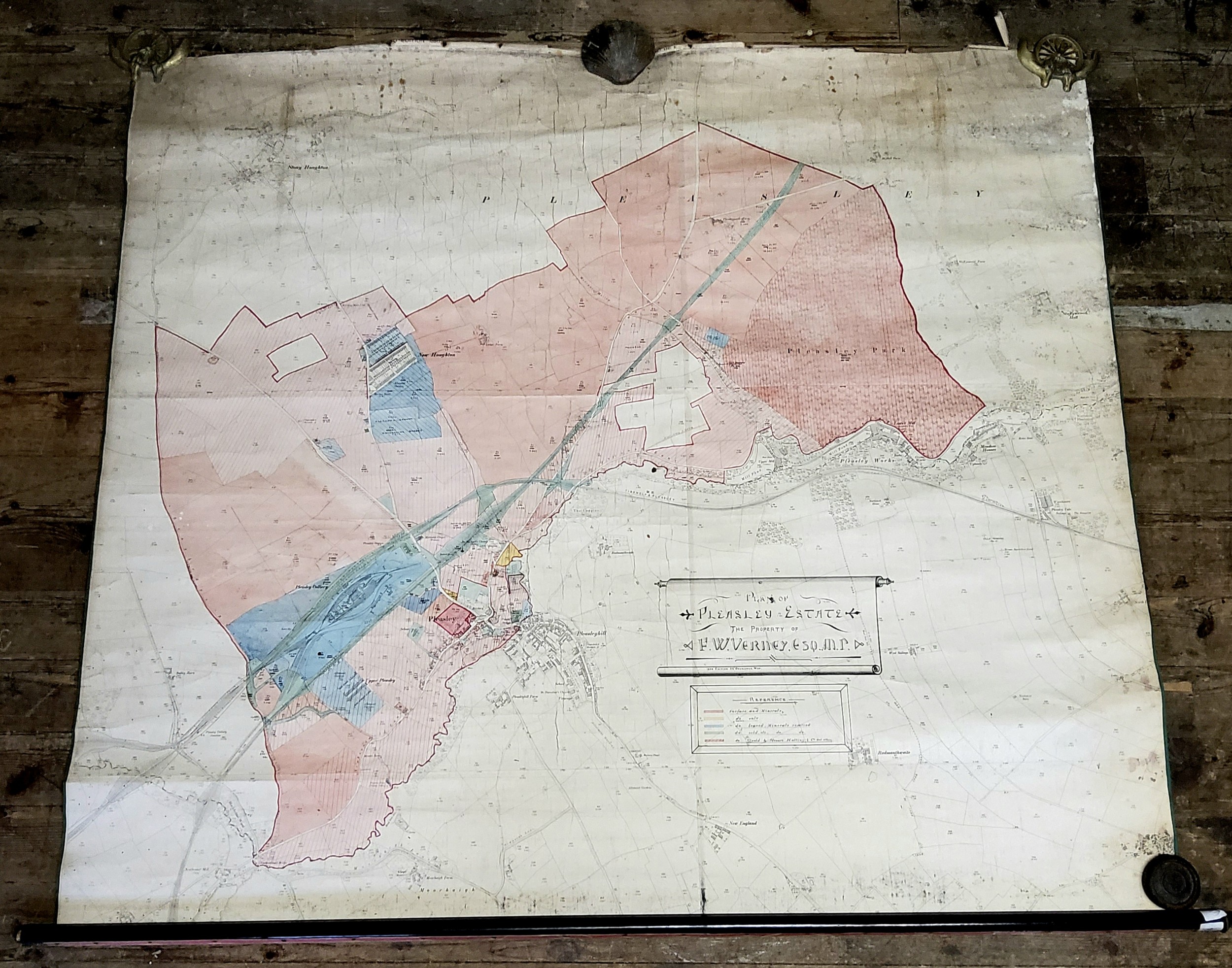 Cartography - Pleasley Estate, Derbyshire, A late Victorian plan of The Pleasley Estate circa.1890