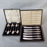 A set of six Edward VII silver teaspoons by A J Bailey, Birmingham, 1908 with bird feeding chicks in