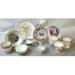 English Ceramics - 18th century and later cabinet cups and cabinet plates including puce marked