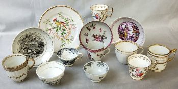 English Ceramics - 18th century and later cabinet cups and cabinet plates including puce marked