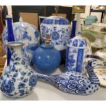 Oriental Inspired Ceramics - a large blue and white asiatic pheseant; Chinese vases, a large