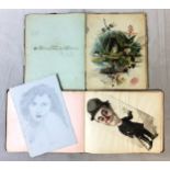 Two common place books / scrap books, one c.1880 the other Edwardian and later illustrated with