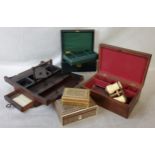 Boxes & Objects - a 19th century walnut travelling desk tidy with turned handle, single drawer to