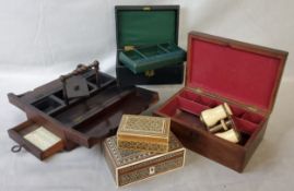 Boxes & Objects - a 19th century walnut travelling desk tidy with turned handle, single drawer to