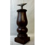 A jeweller's anvil on boldly turned plinth base c.1900, unusually large, 48cm high.