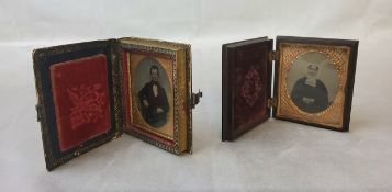 Two Victorian Ambrotypes, the gentleman of title housed in a papier mache and mother of pearl inlaid