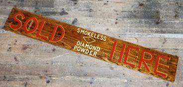 Sporting - A substantial hand painted ' Smokeless Diamond Powder SOLD HERE ' by Nobel, lacquered