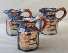 A set of three 19th century Victoria Ironstone jugs,  in the imari pallette, Oriental inspired.