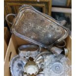 An Old Sheffield Plate 2 bottle wine coaster in the form of a fastened belt c.1860; cake baskets;