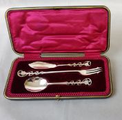 An Edward VII silver presentation set of Art Nouveau examples by Joseph Rodgers & Sons, Sheffield
