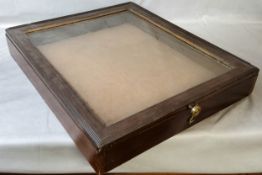 A scumbled table top bijouterie cabinet, gilt metal handle, glass complete, 65cm x 52cm