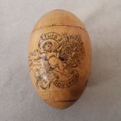 Sewing Interest - a scarce German 'Oeuf De Colomb' (Egg of Columbus) treen combination thread