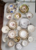 English Ceramics - Early porcelain cabinet tea cups and saucers including a fine early 19th