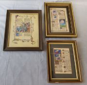 Three Latin illuminated manuscripts on parchment, each a leaf from a Psalter or prayer book, with