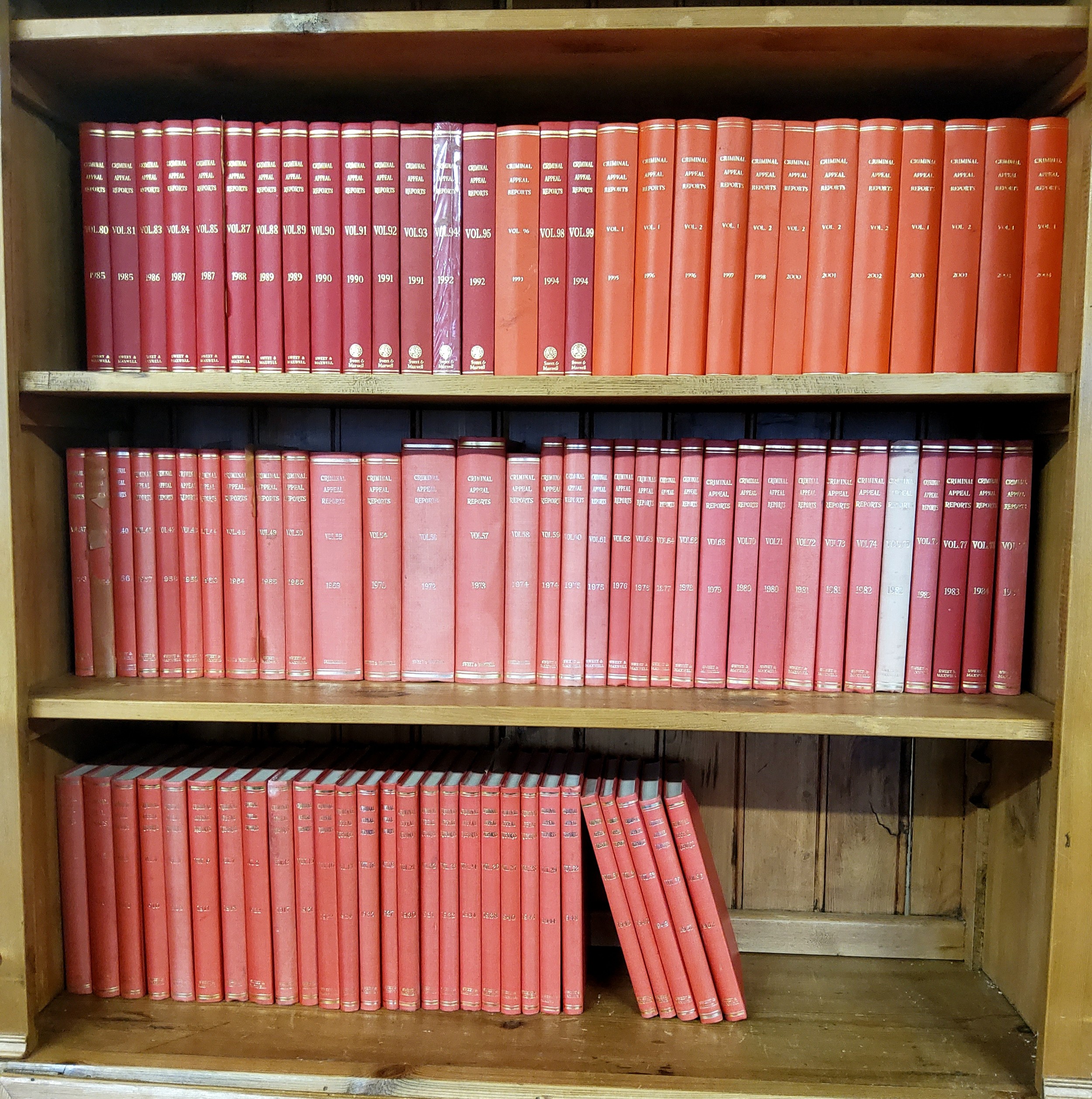 Law books - Criminal Appeal Reports edited by Herman Cohen Sweet, Maxwell & Limited ninety volumes