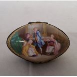 A late 19th century French ormolu mounted sevres type porcelain egg trinket box, hand painted with