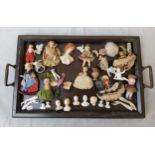 Dolls - Various 19th century German miniature bisque porelain dolls heads, later celluloid dolls,
