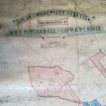 Cartography - Wickersley, South Yorkshire. A substantial late Victorian wall chart plan of The