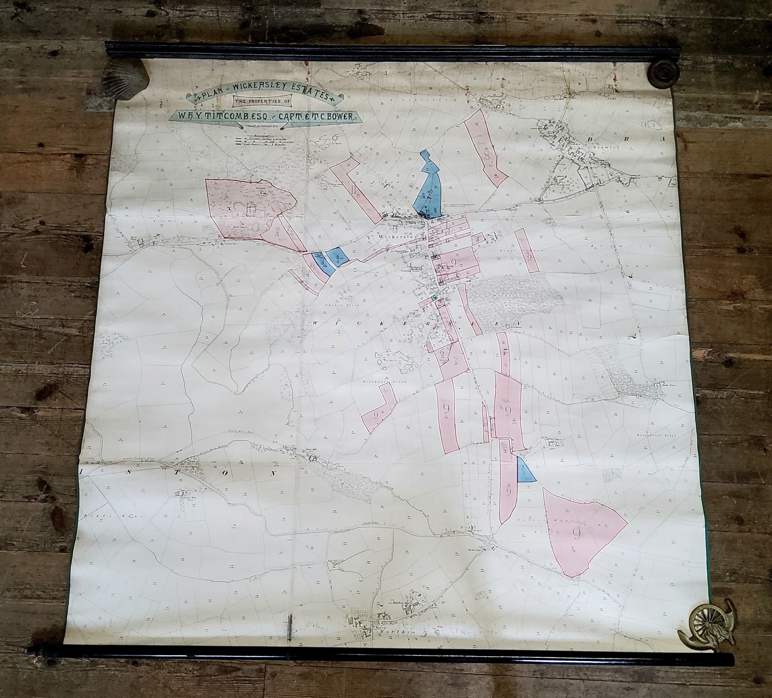 Cartography - Wickersley, South Yorkshire. A substantial late Victorian wall chart plan of The - Image 2 of 2