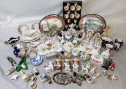 A collection of 19th century and later miniatures, including dolls house tea services, bisque