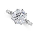 A 3.03 CARAT SOLITAIRE DIAMOND RING set with a round brilliant cut diamond of 3.03 carats, no