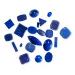 A MIXED LOT OF UNMOUNTED LAPIS LAZULI variously shaped cabochons, 102.0 carats.