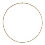 AN ANTIQUE CHAIN NECKLACE in 15ct yellow gold, formed of a series of belcher links, stamped 15, 50.