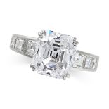 AN IMPORTANT D COLOUR 5.27 CARAT SOLITAIRE DIAMOND RING in platinum, set with an asscher cut diamond