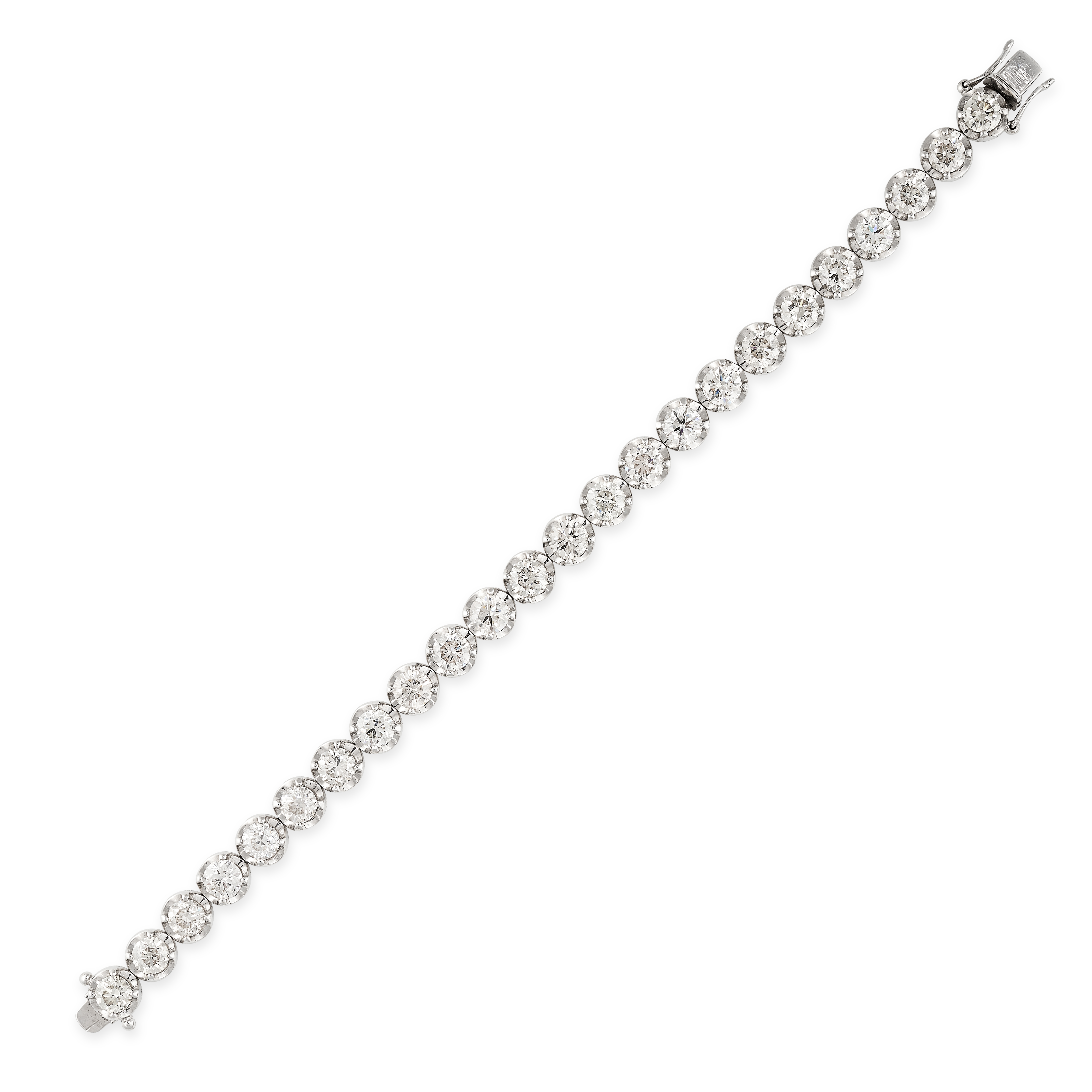 A 17.21 CARAT DIAMOND LINE BRACELET in 18ct white gold, comprising a single row of round brilliant