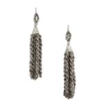 A PAIR OF ANTIQUE CUT STEEL TASSEL EARRINGS each designed as a series of tassels of twisted design