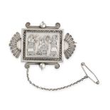 AN ANTIQUE REVIVALIST LOCKET BROOCH, CIRCA 1900 in silver, the rectangular body accented by