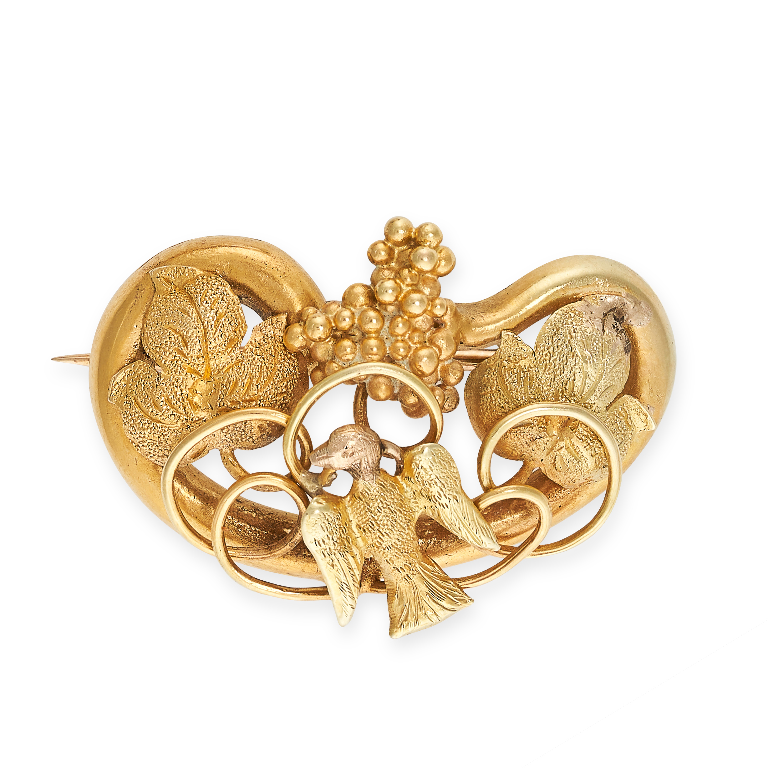 AN ANTIQUE BROOCH, LATE 19TH CENTURY in yellow gold, designed to depict a dove in flight, accented