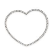 A DIAMOND HEART PENDANT in 18ct white gold, designed as the silhouette of a heart, set with round