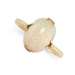 NO RESERVE - AN OPAL DRESS RING  Cabochon opal, approximately 2.33 carats  No assay marks  Size